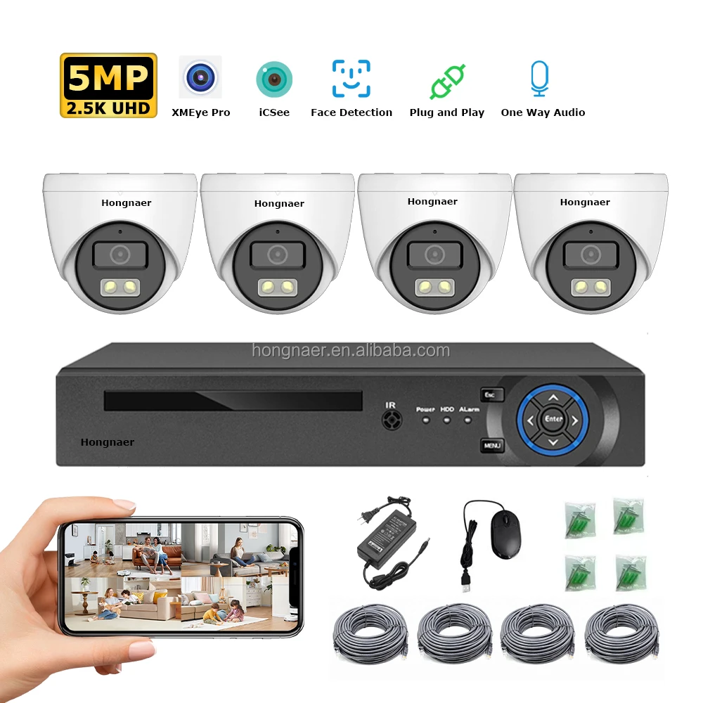 Home Security Cameras Wireless - 2026 Hongnaer 4MP 5MP 8MP 4CH