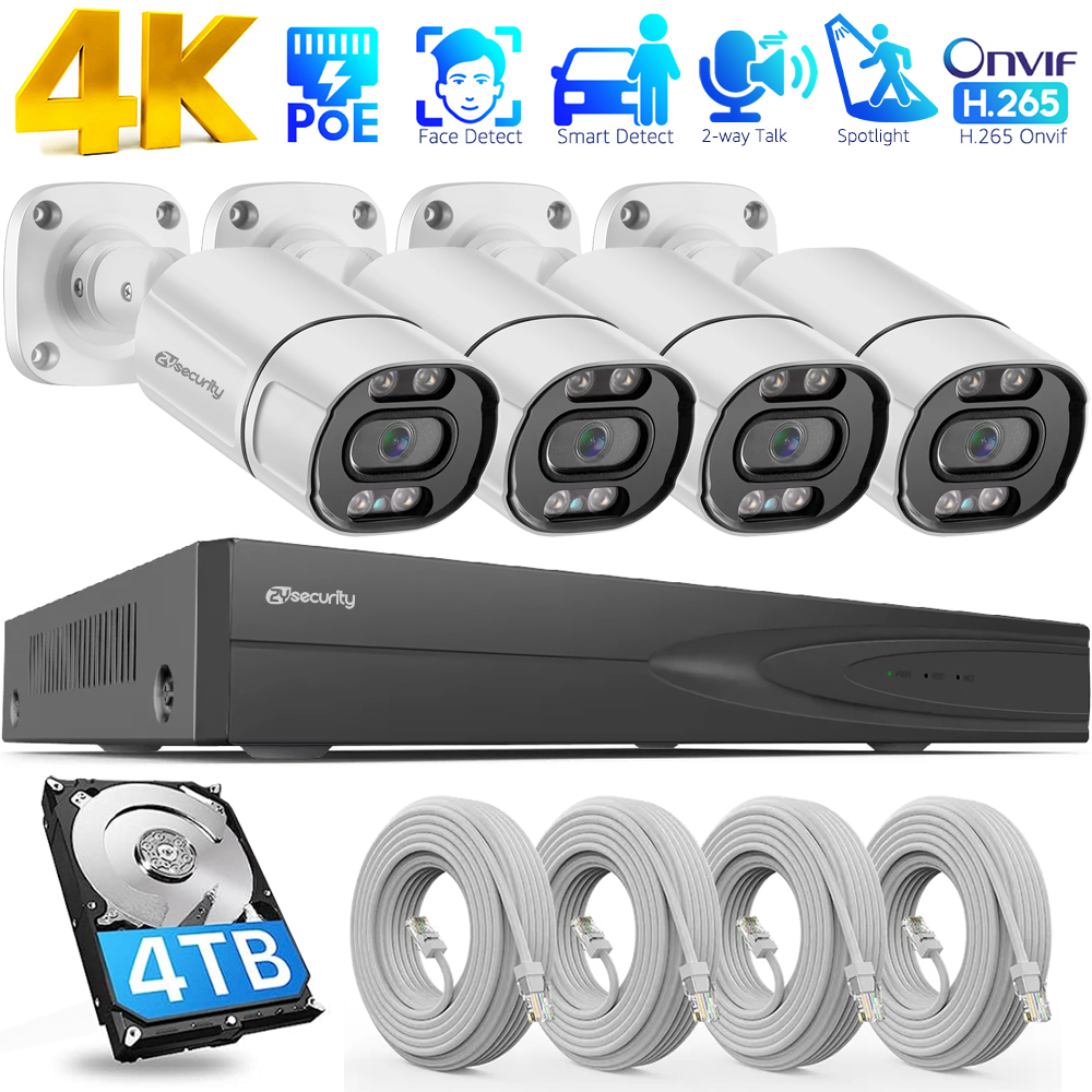Home Security Outdoor Camera System - 4K PoE Security Camera System 4CH