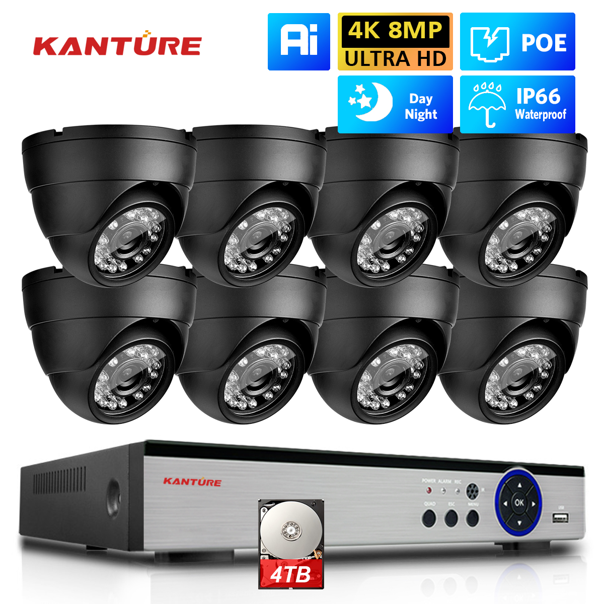 KANTURE 8CH 4K CCTV Camera Sys - đánh giá và giá Home Security Outdoor Camera System