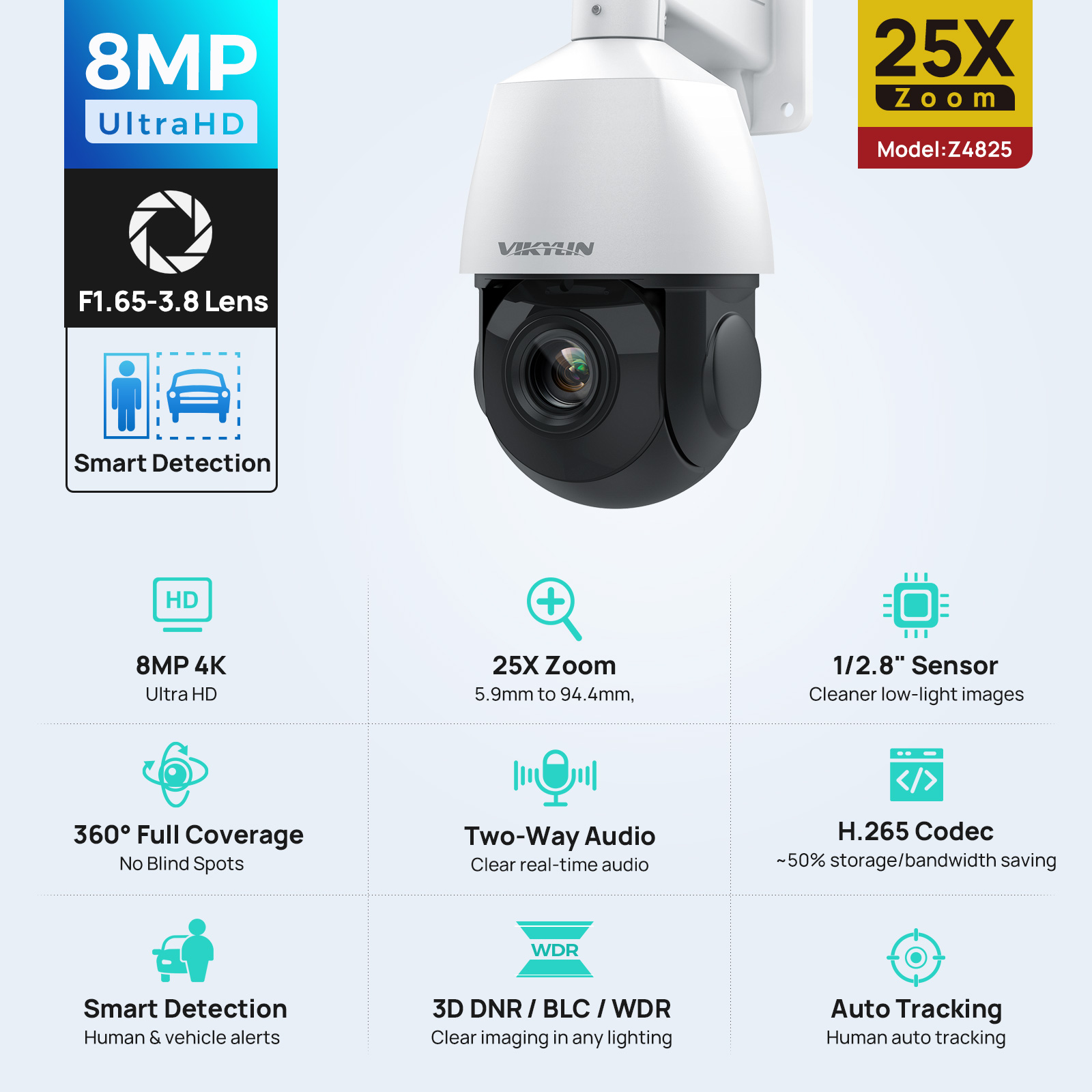 Vikylin 4K 8MP PTZ 25X Zoom 10 - đánh giá và giá Home Security Service