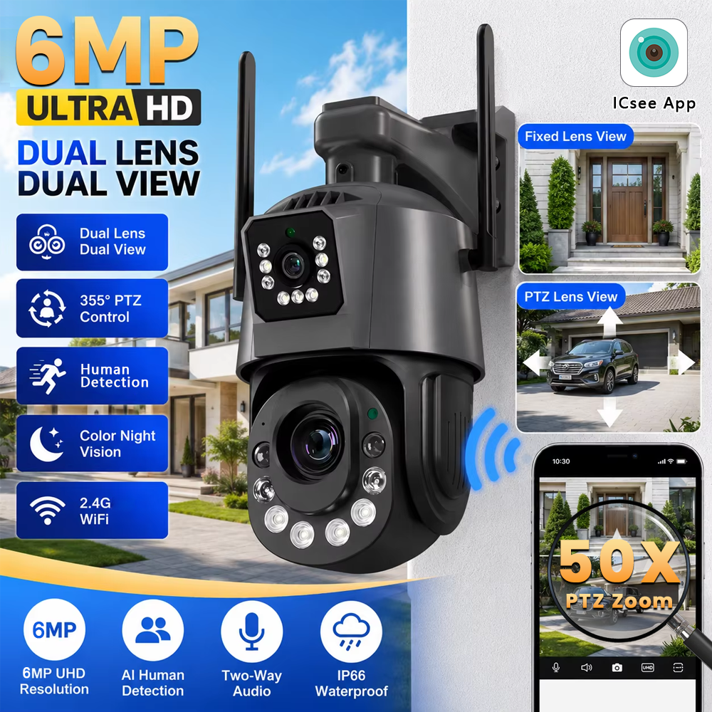 6MP Dual Lens WiFi PTZ Securit - đánh giá và giá Home Yard Security