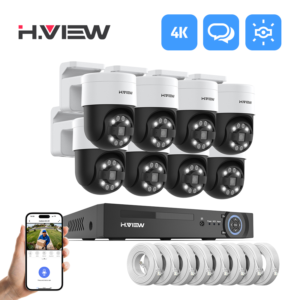 H.view 8Ch 4K 5MP 8MP Cctv Sec - đánh giá và giá Home Security Outdoor Camera System