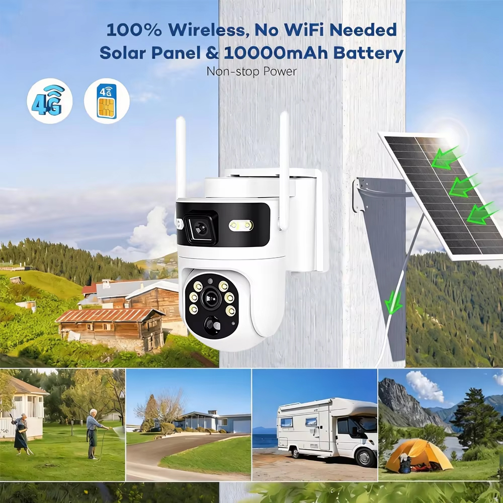 Dual Screens 8MP 4K IP PTZ Sol - đánh giá và giá Home Security Outdoor Camera System