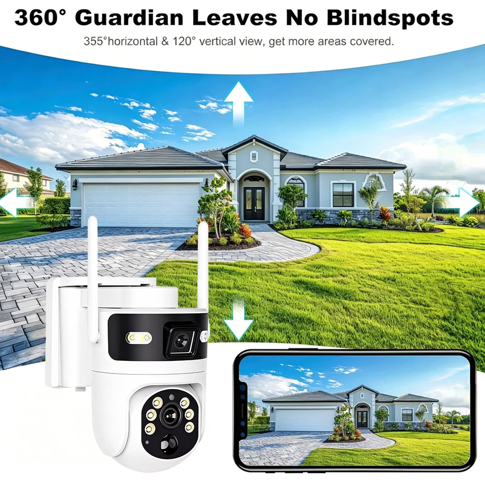 Dual Screens 8MP 4K IP PTZ Sol - đánh giá và giá Home Security Outdoor Camera System