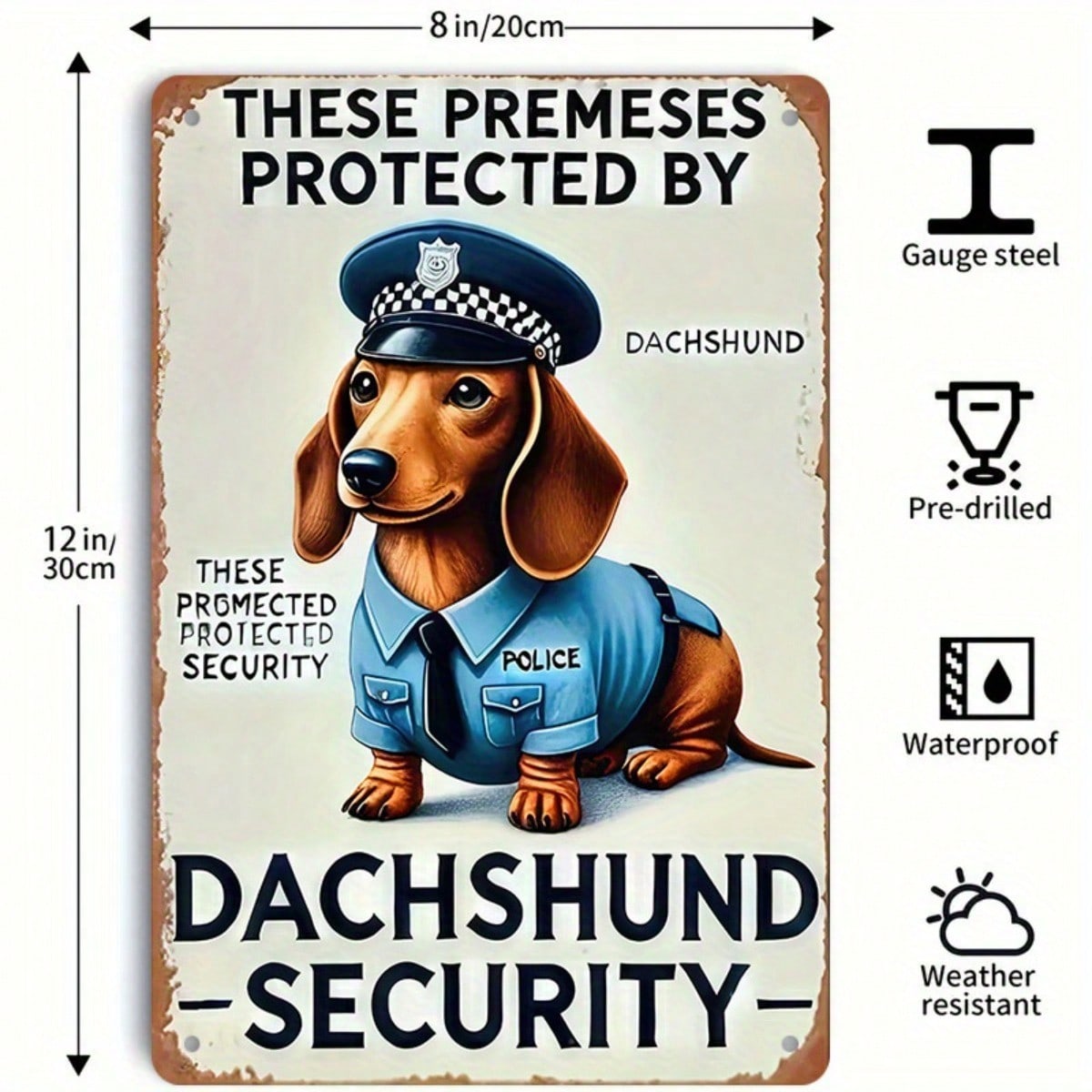 1PC Tin Sign Dachshund Securit - đánh giá và giá Home Yard Security