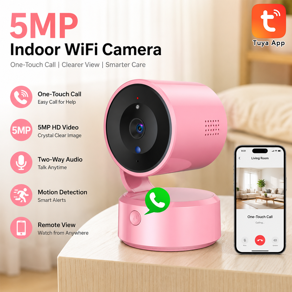 5MP Tiya Indoor WiFi Camera On - đánh giá và giá Home Yard Security