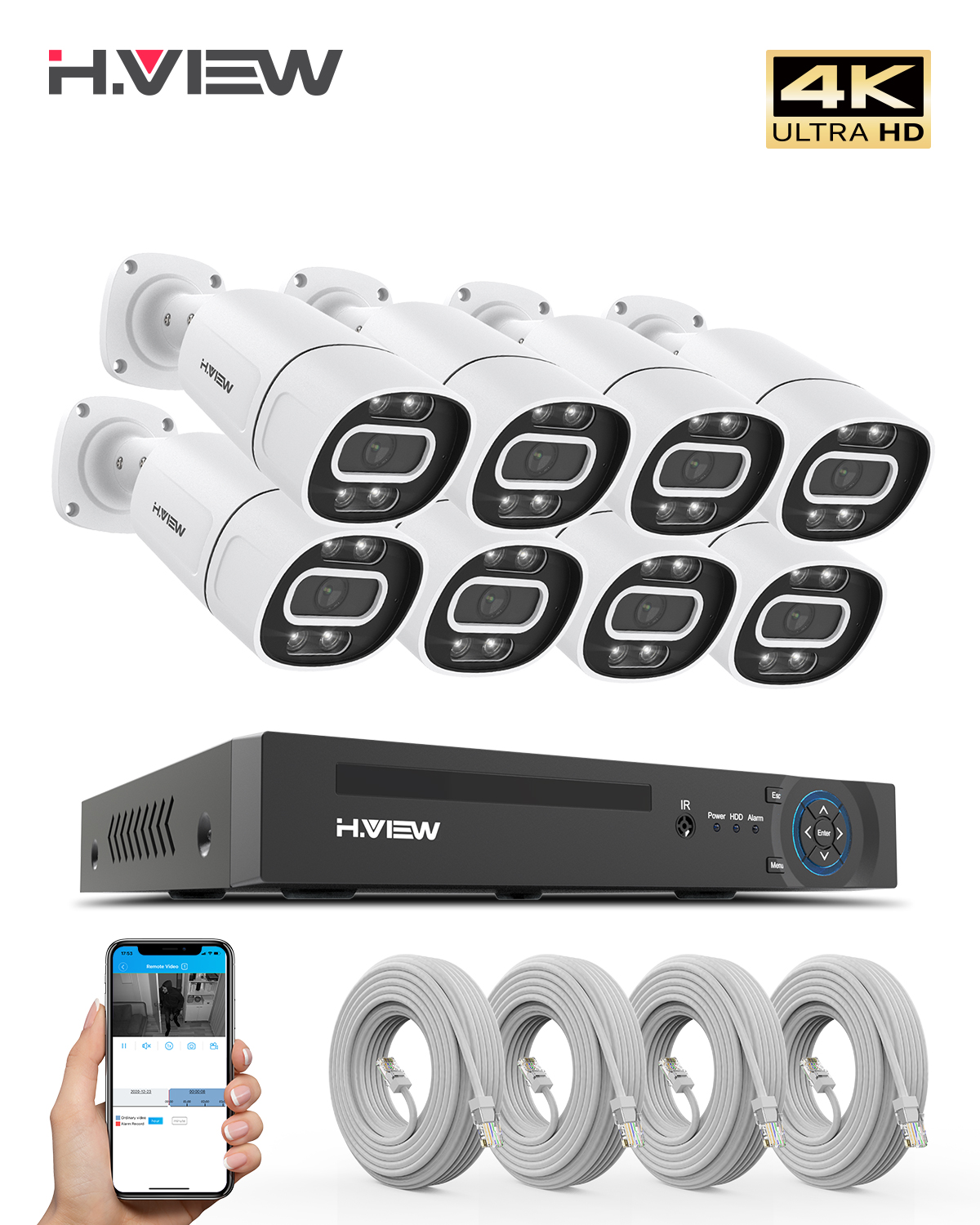 H.View 4K 5Mp 8Mp poe Cctv Sec - đánh giá và giá Home Security Outdoor Camera System