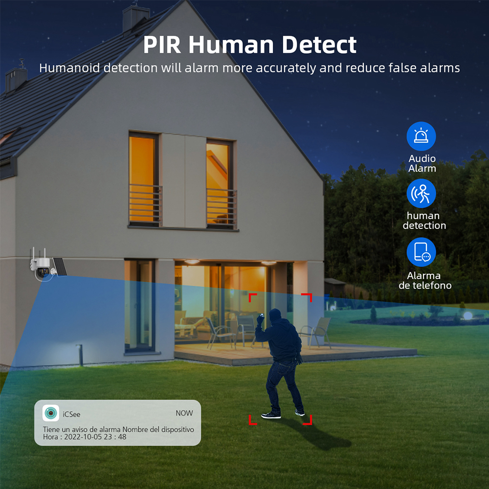 WIFI Solar Camera 2MP PIR Huma - đánh giá và giá Home Security Cameras Wireless
