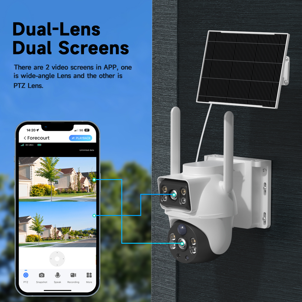 WiFi Solar Camera Dual Lenses  - đánh giá và giá Home Security Outdoor Camera System