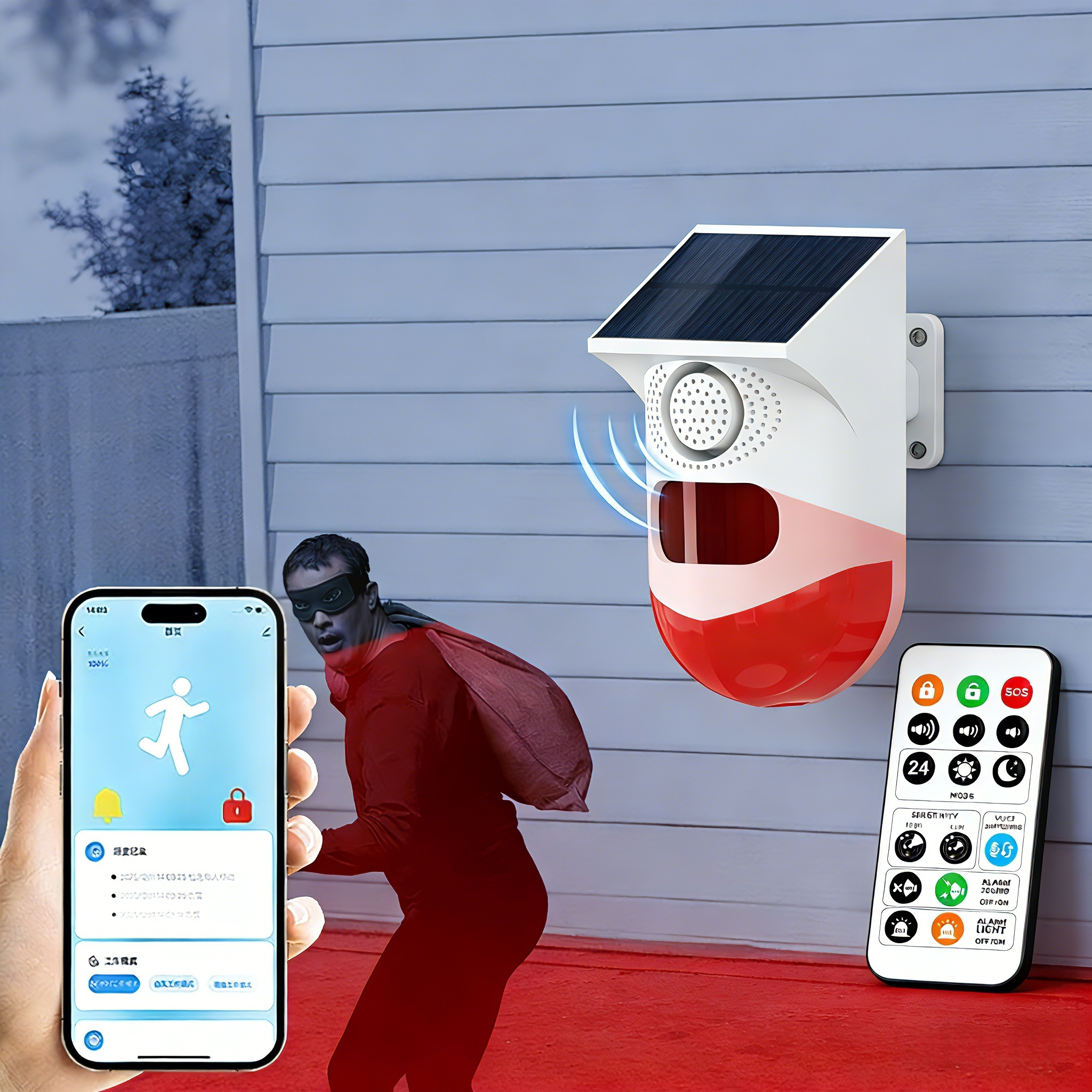Wireless Solar Powered Motion  - đánh giá và giá Sim Gsm Alarm
